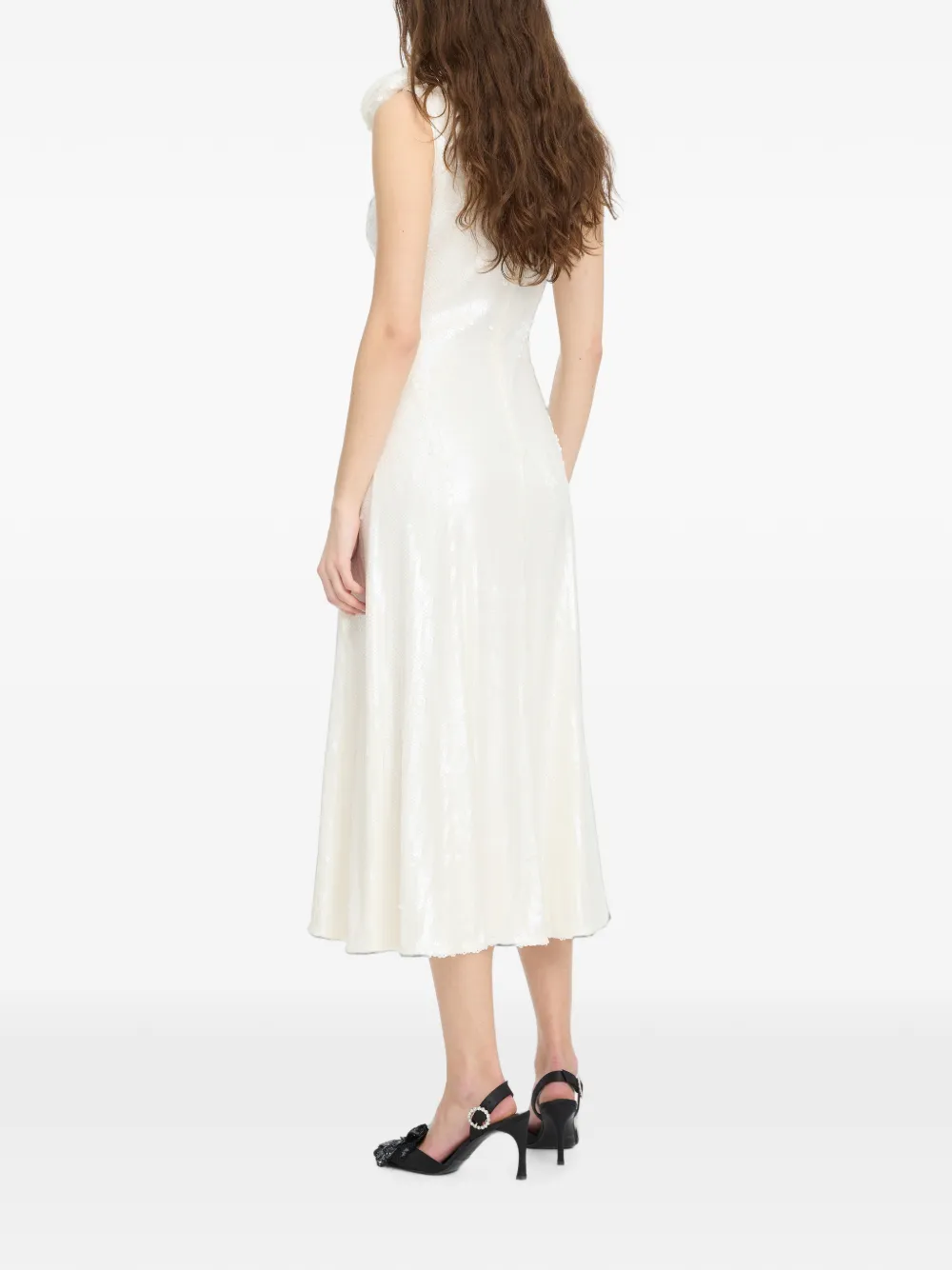 ROTATE BIRGER CHRISTENSEN Flared midi-jurk met pailletten Wit