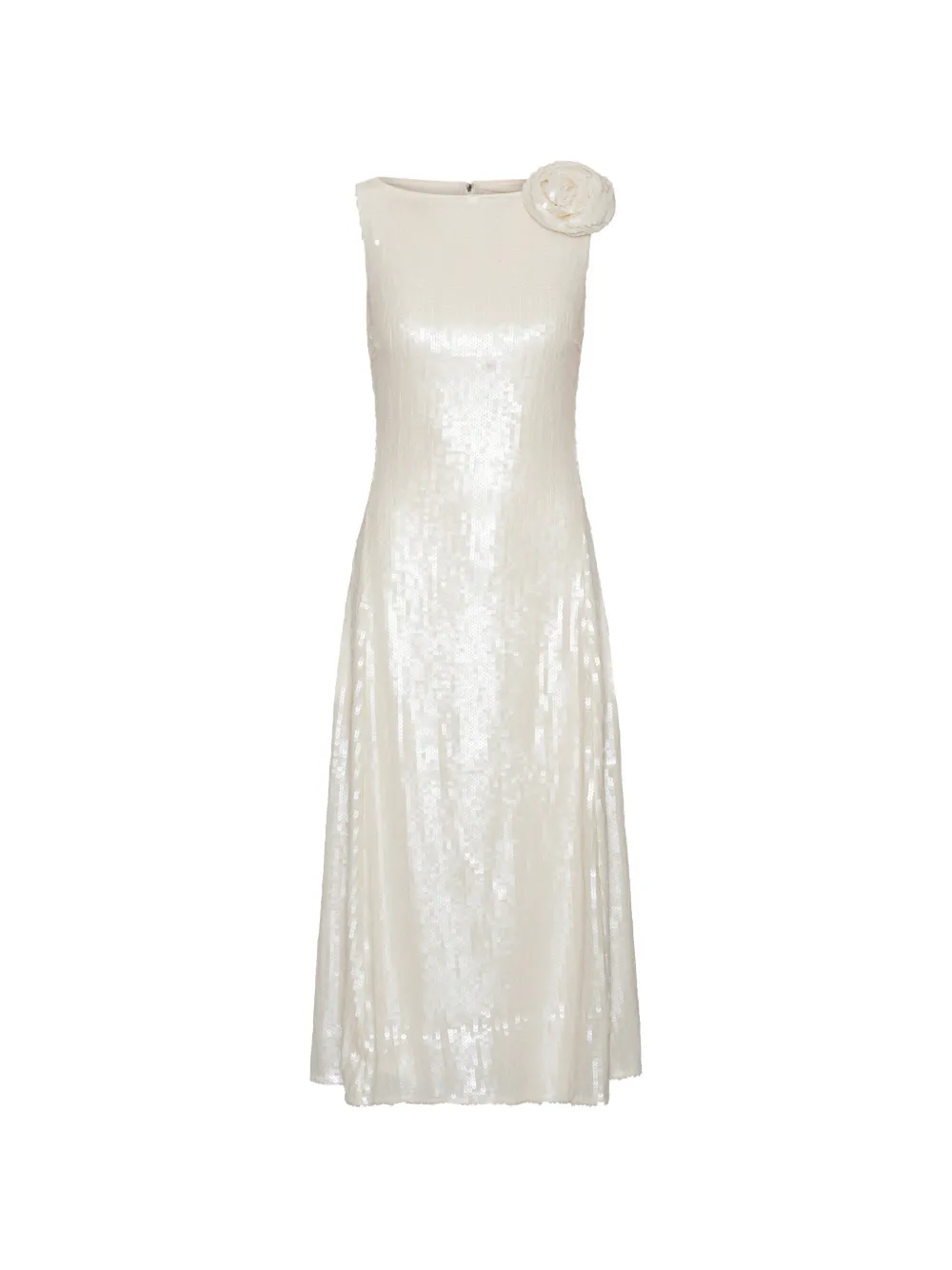 ROTATE BIRGER CHRISTENSEN sequins midi flared dress white