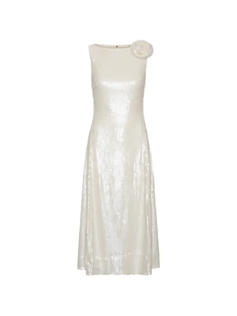 ROTATE BIRGER CHRISTENSEN sequins midi flared dress white