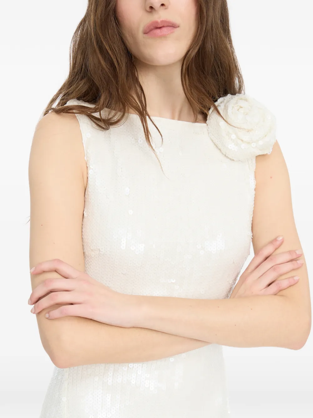 ROTATE BIRGER CHRISTENSEN Flared midi-jurk met pailletten Wit
