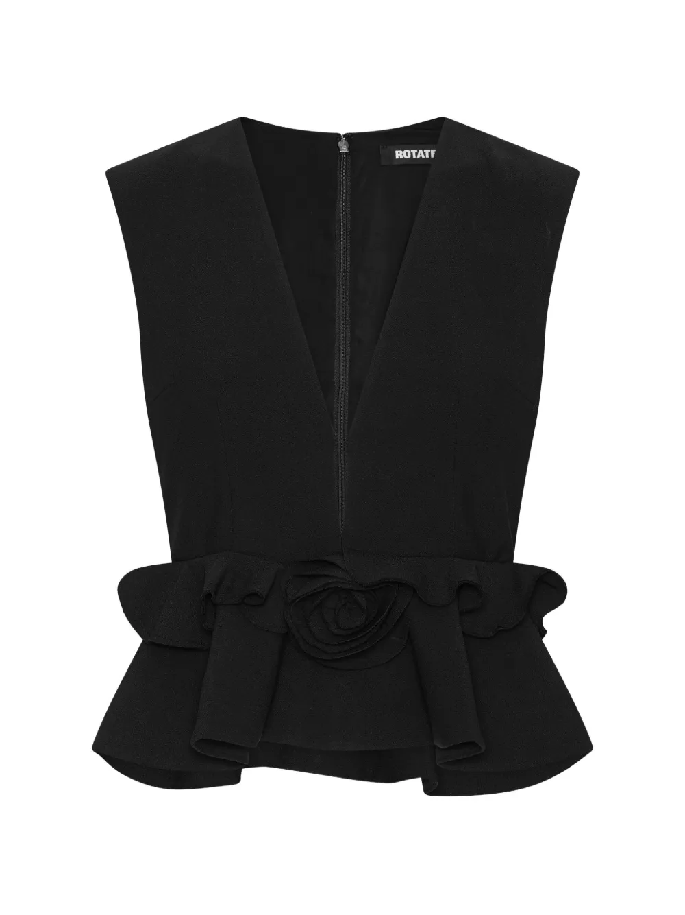 ROTATE BIRGER CHRISTENSEN V-neck flower top black - Nero