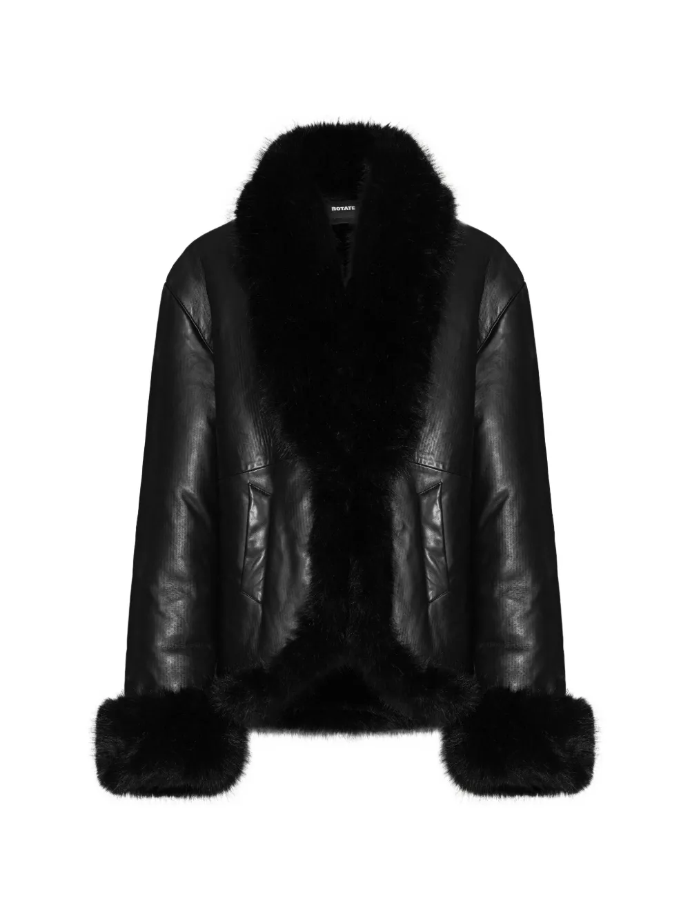 Rotate Birger Christensen Bonded Leather Jacket Black