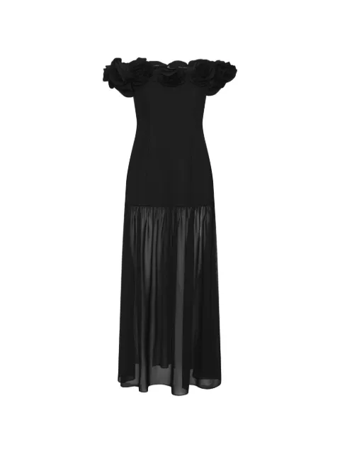 ROTATE BIRGER CHRISTENSEN crepe maxi flower dress black