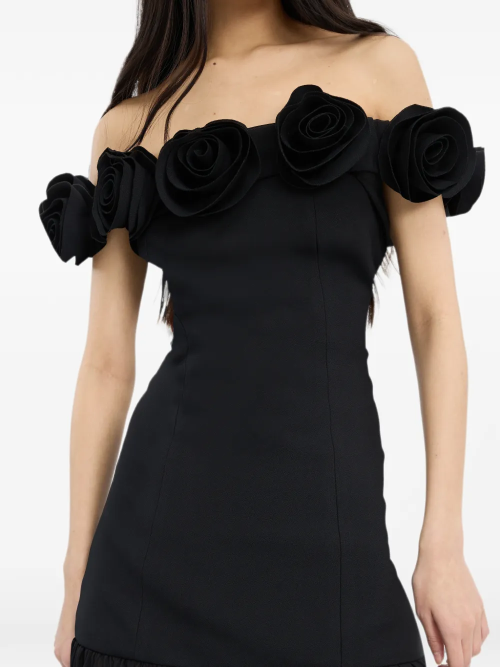 ROTATE BIRGER CHRISTENSEN Maxi-jurk met crêpe bloem Zwart