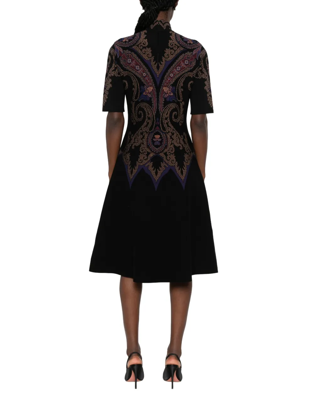 ETRO Midi-jurk met paisley-print Zwart