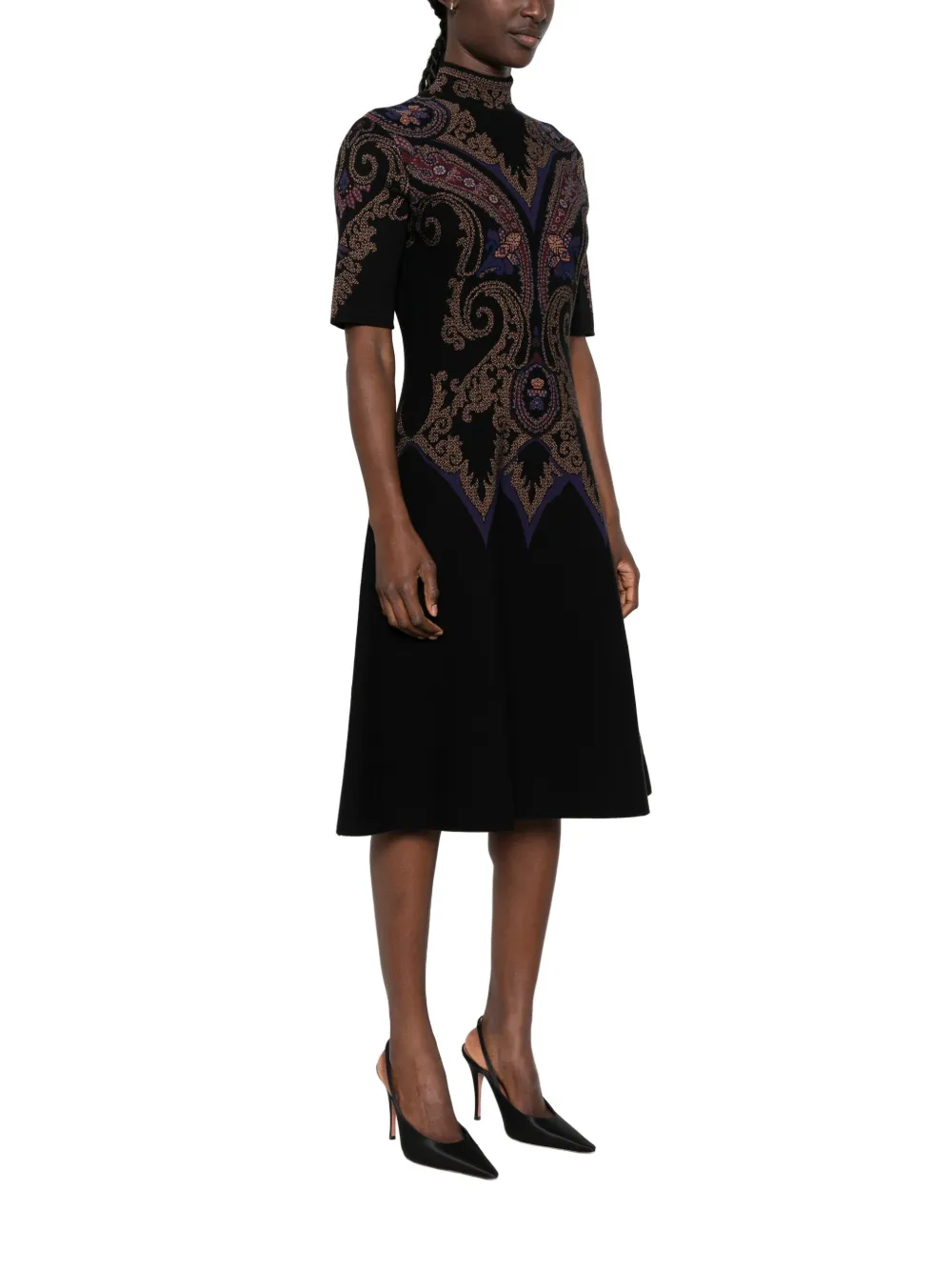 ETRO Midi-jurk met paisley-print Zwart