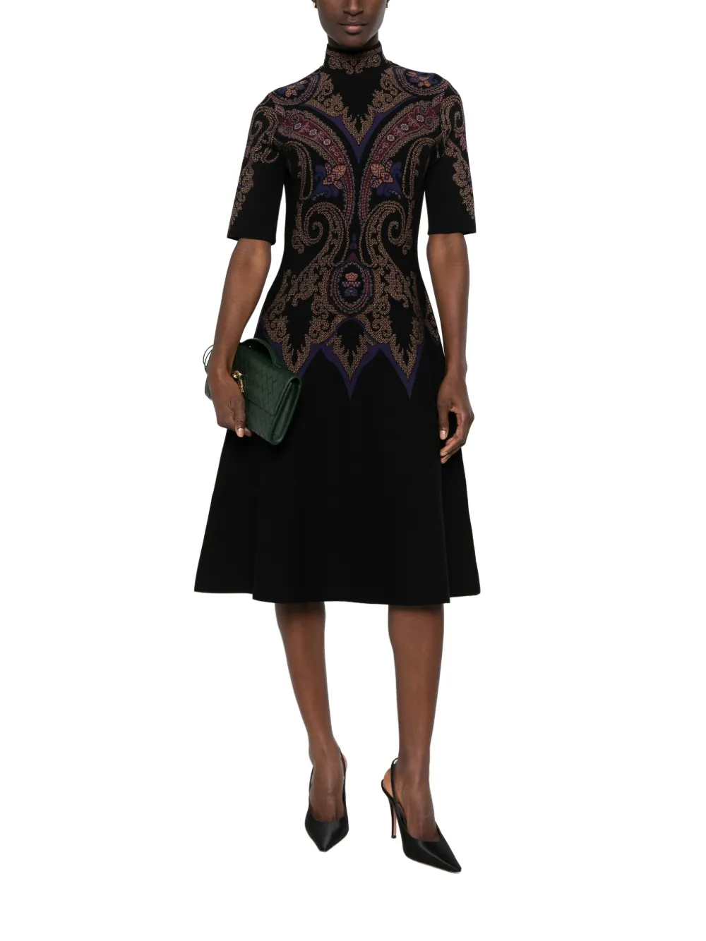 ETRO Midi-jurk met paisley-print Zwart
