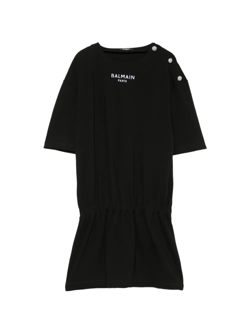 Balmain Kids logo-print button-detail dress - Nero