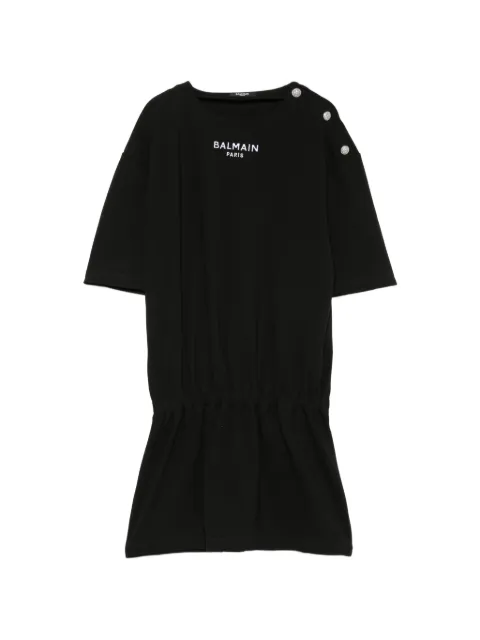 Balmain Kids logo-print button-detail dress