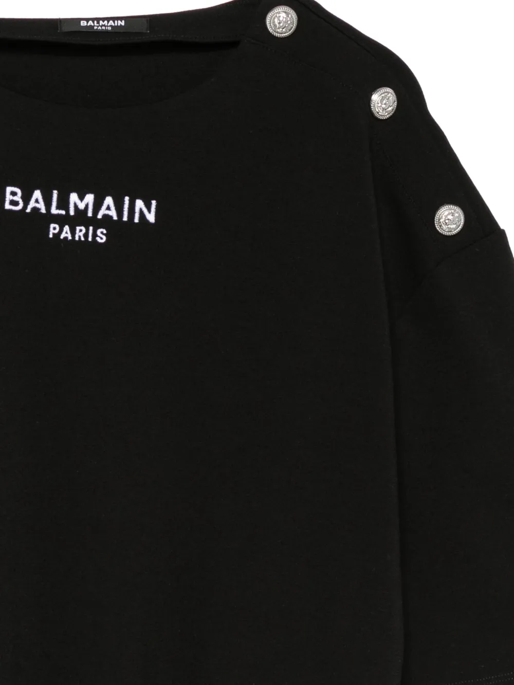 Balmain Kids Jurk met knoopdetail en logoprint Zwart