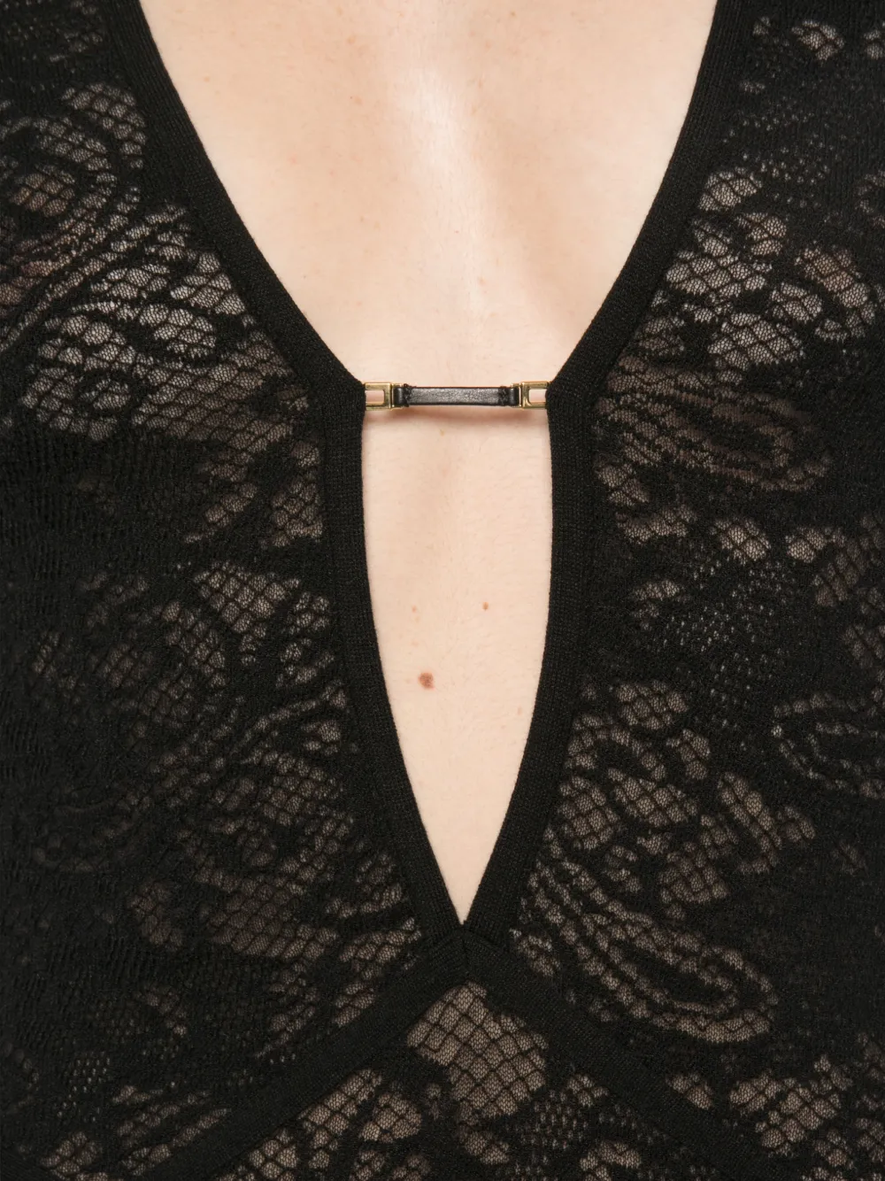 Elisabetta Franchi Maxi-jurk met kanten vlakken en lange mouwen Zwart
