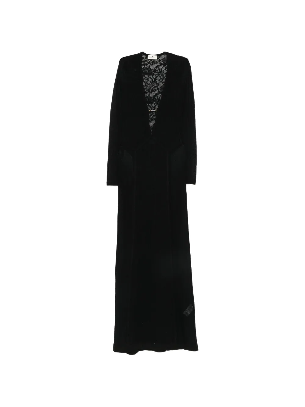 Elisabetta Franchi Maxi-jurk met kanten vlakken en lange mouwen Zwart