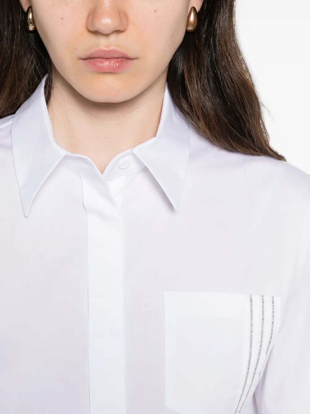 Peserico Blouse verfraaid met kralen en borstzak Wit