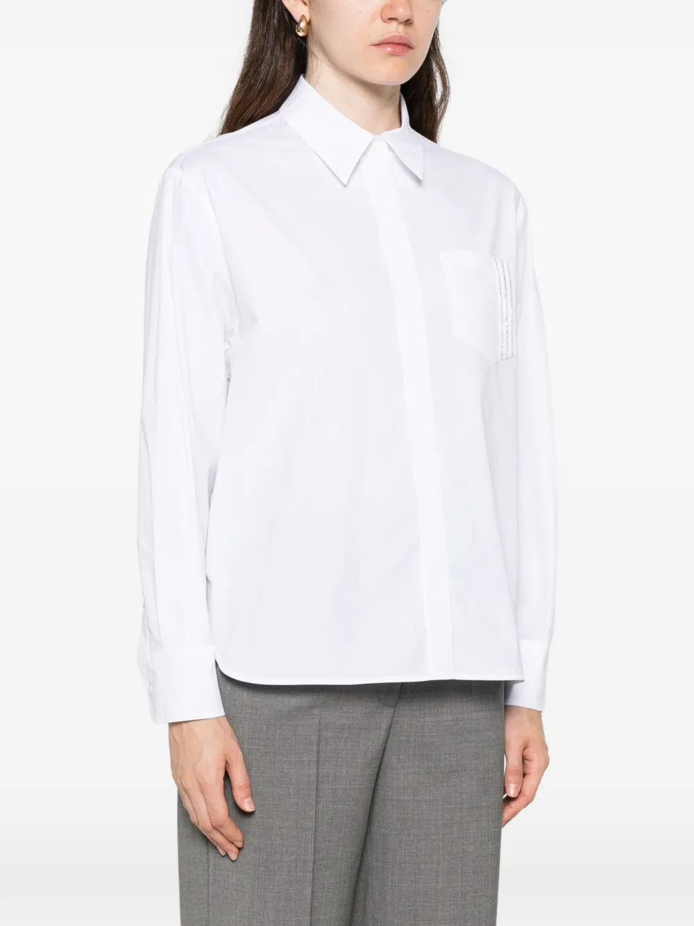 Peserico Blouse verfraaid met kralen en borstzak Wit