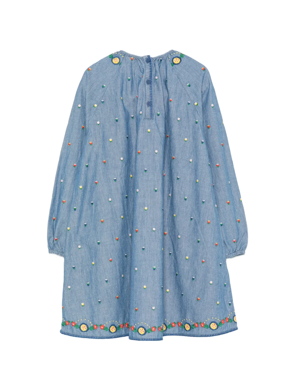 Stella McCartney Kids Spijkerjurk met geborduurde bloemen Blauw