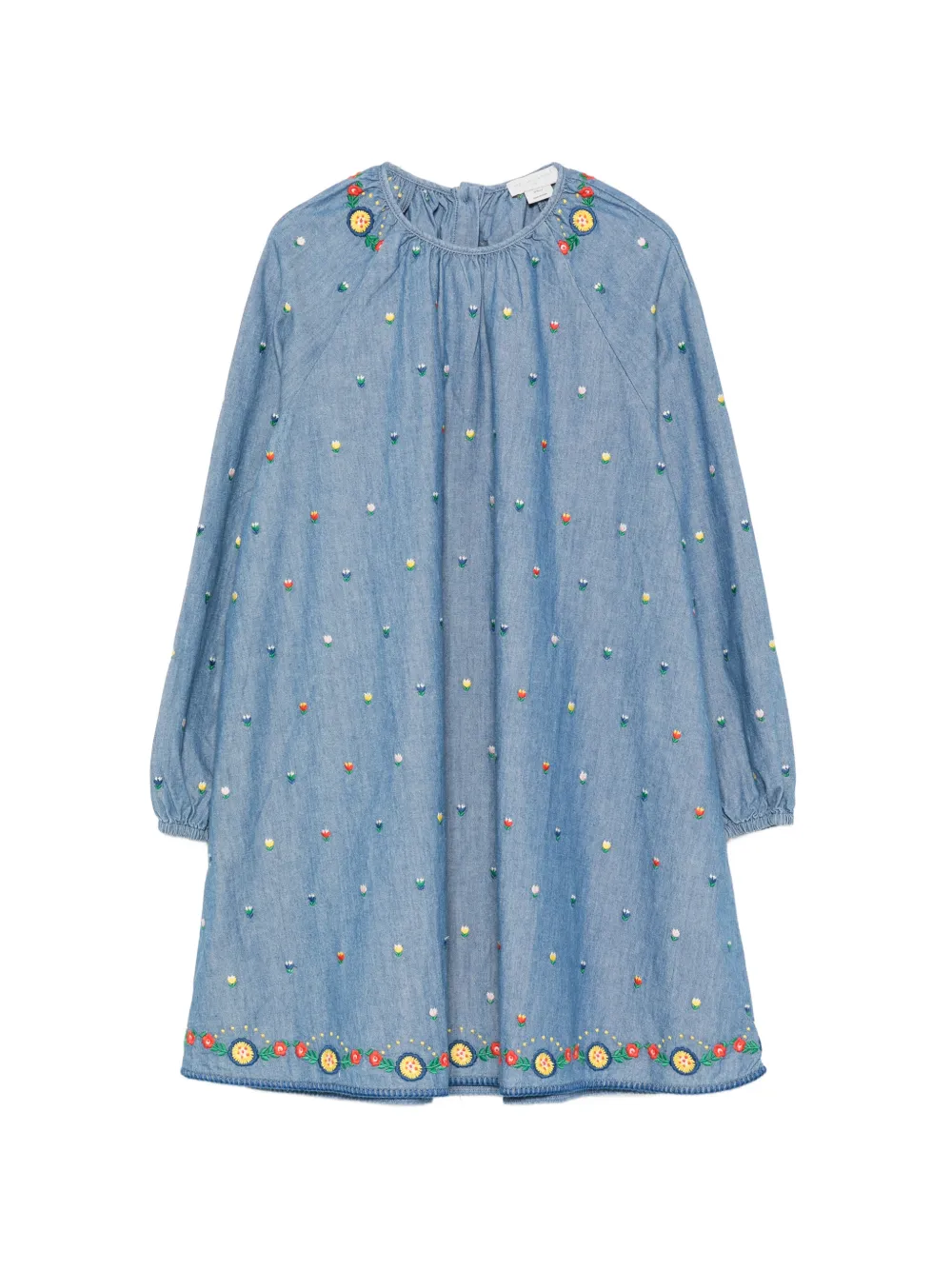 Stella McCartney Kids floral-embroidered denim dress - Blu