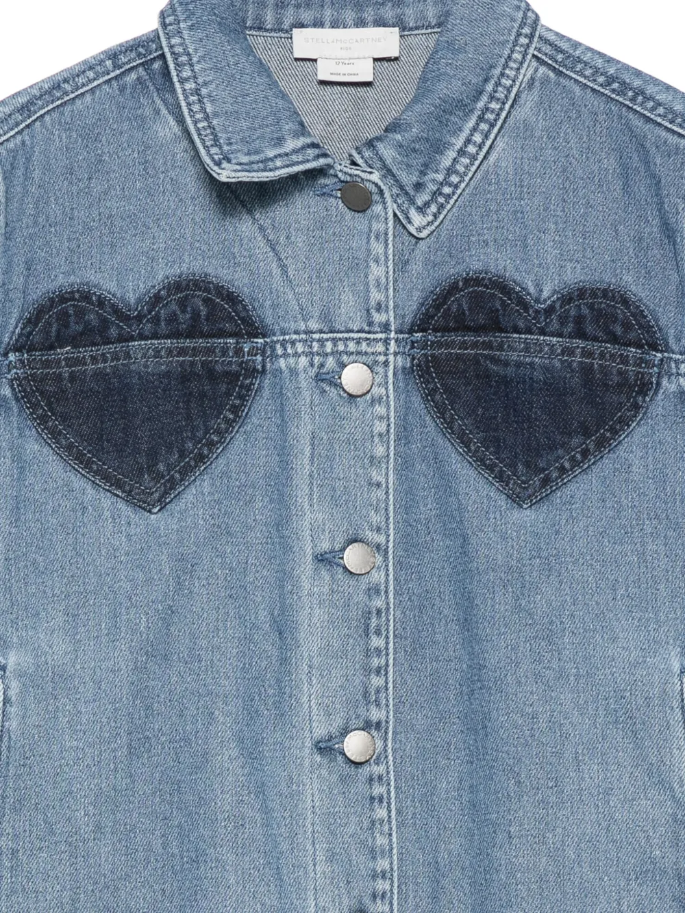 Stella McCartney Kids Denim jack met hart-patch Blauw