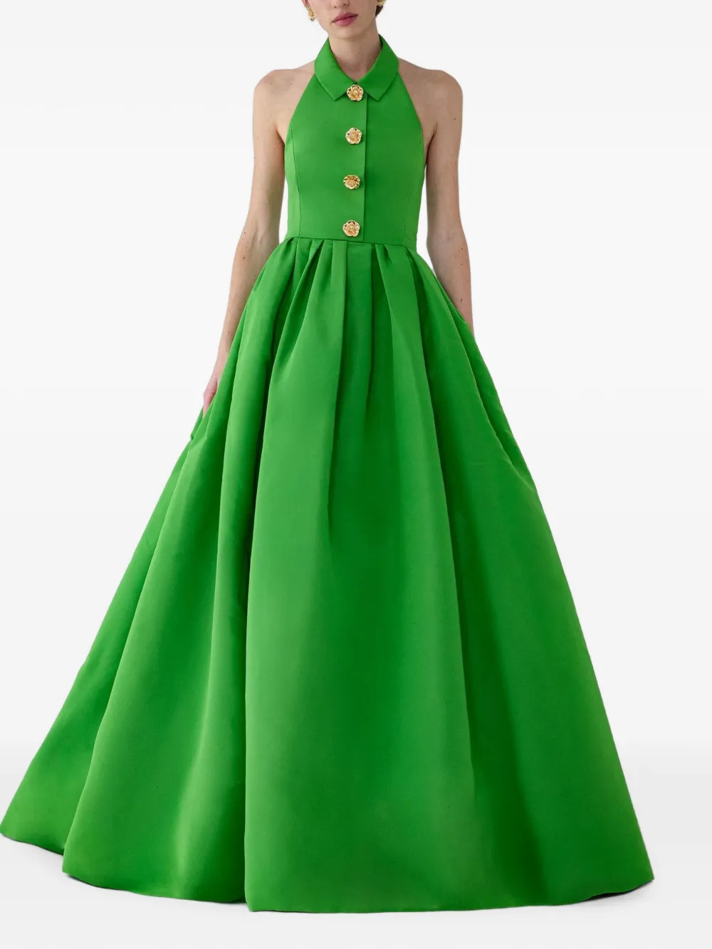 Carolina Herrera Maxi-jurk met halternek Groen
