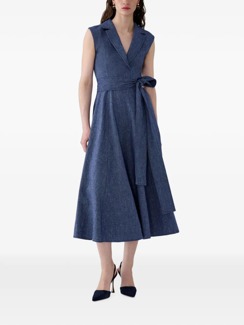 Carolina Herrera Midi-jurk met ceintuur Blauw