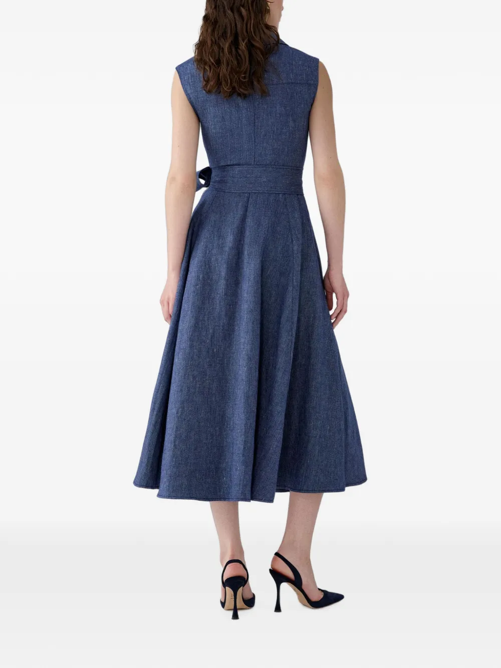 Carolina Herrera Midi-jurk met ceintuur Blauw
