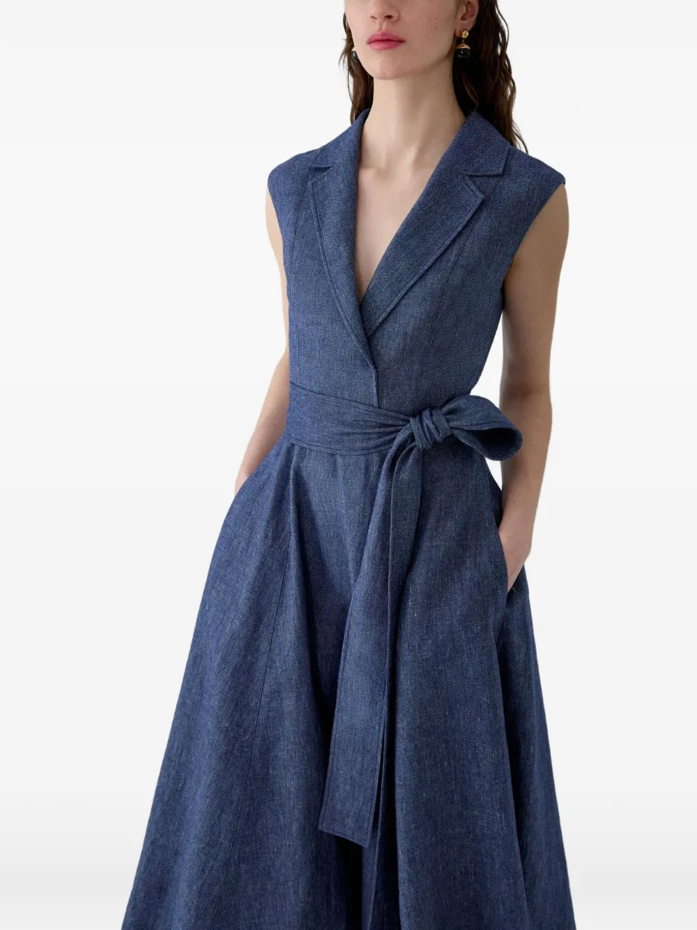 Carolina Herrera Midi-jurk met ceintuur Blauw