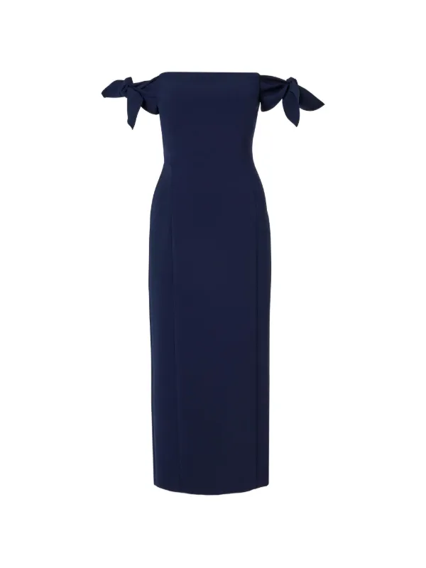 Carolina Herrera Off-shoulder Midi Dress in Blue