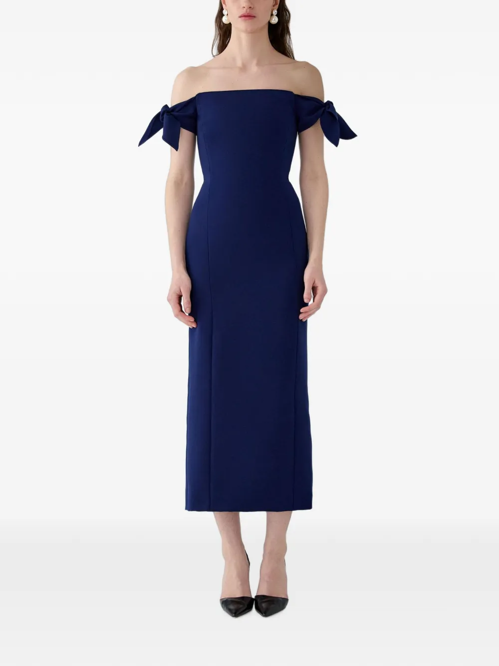 Carolina Herrera Off-shoulder midi-jurk Blauw