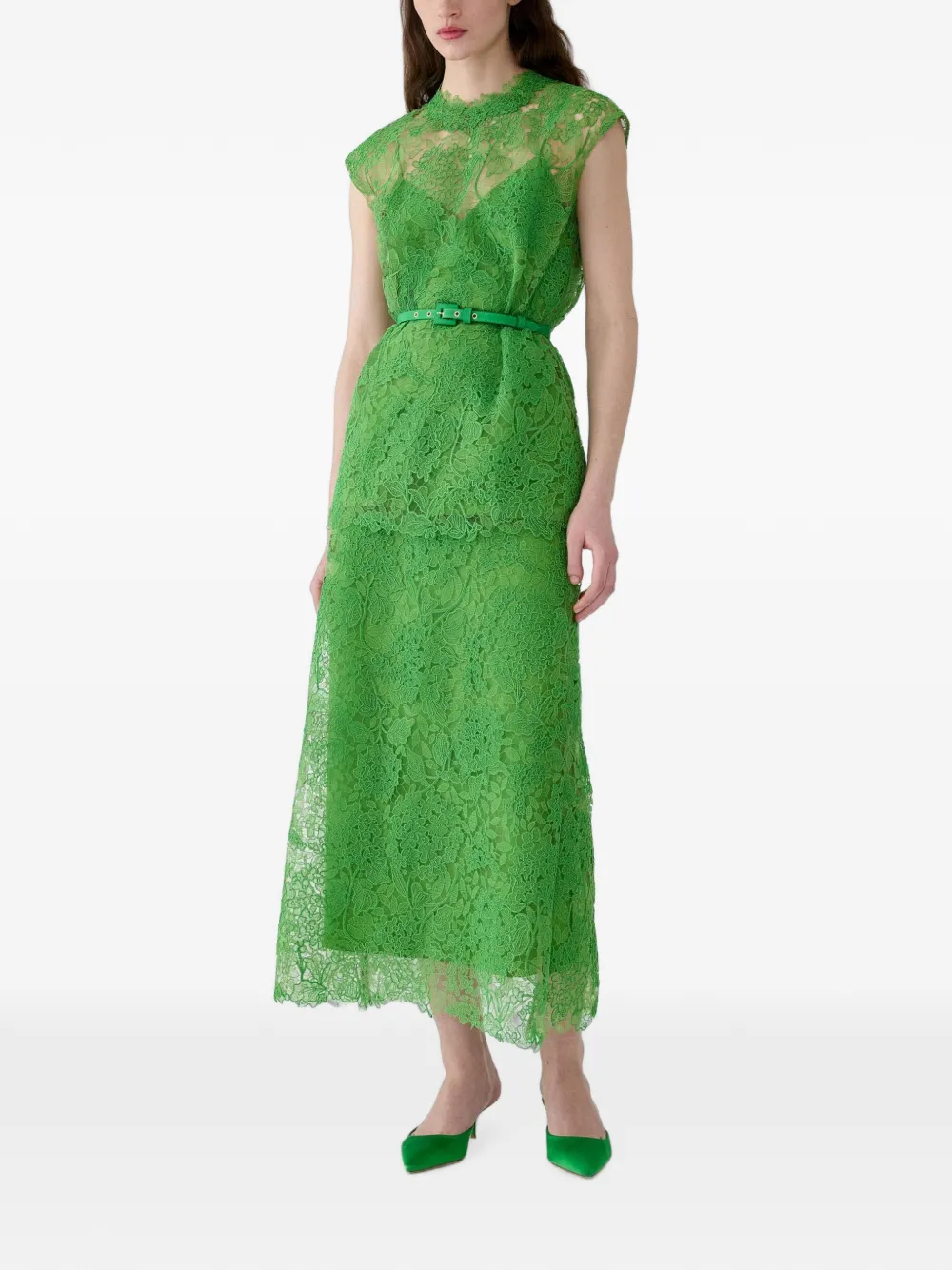 Carolina Herrera Midi-rok met kant Groen