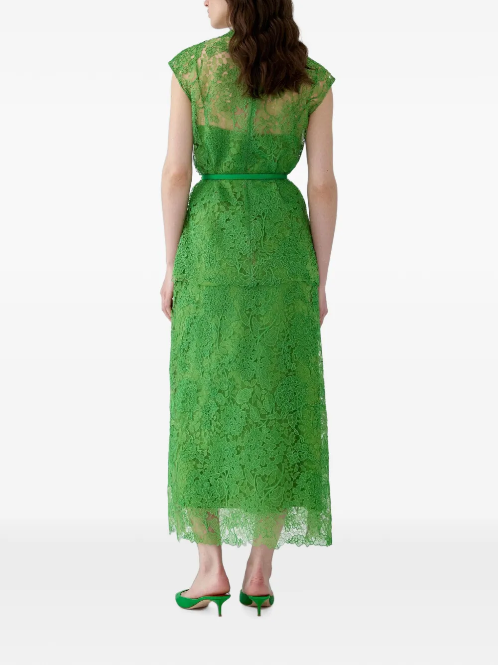 Carolina Herrera Midi-rok met kant Groen