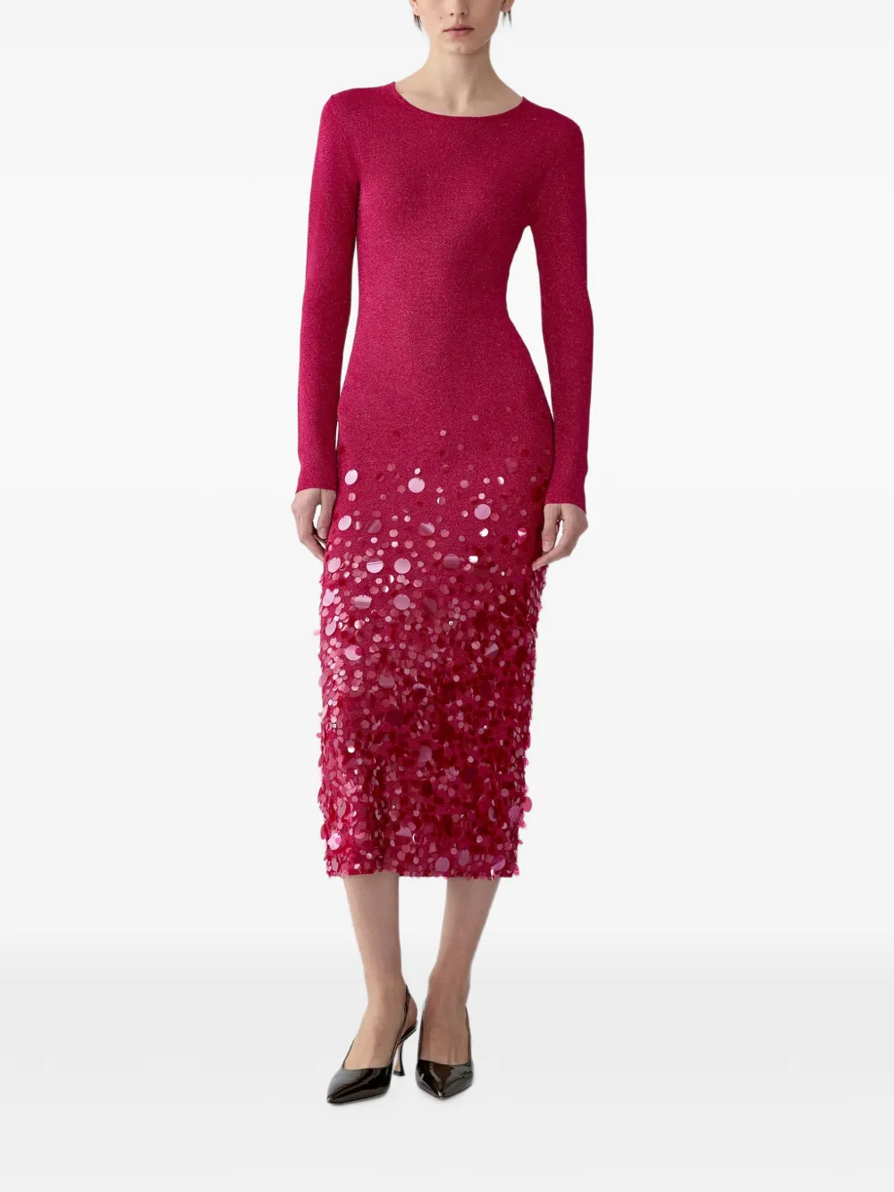 Carolina Herrera Midi-jurk verfraaid met pailletten Rood