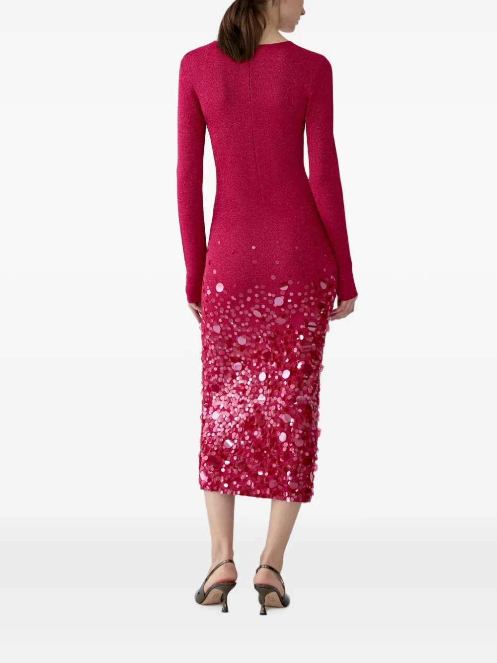 Carolina Herrera Midi-jurk verfraaid met pailletten Rood