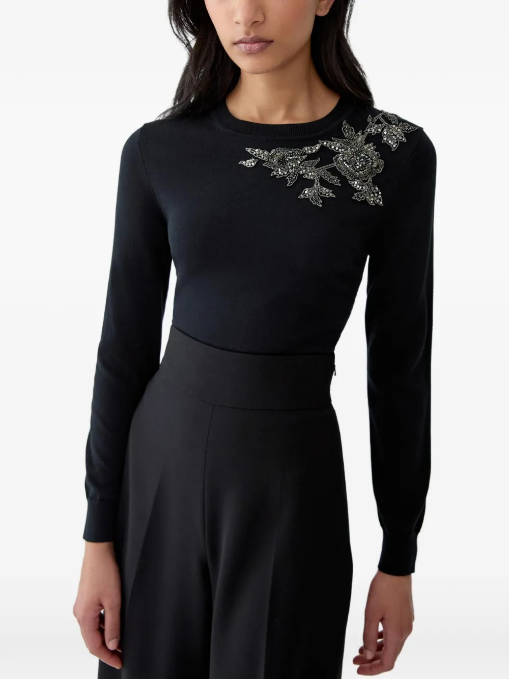 Carolina Herrera Trui met geborduurde bloemen Zwart
