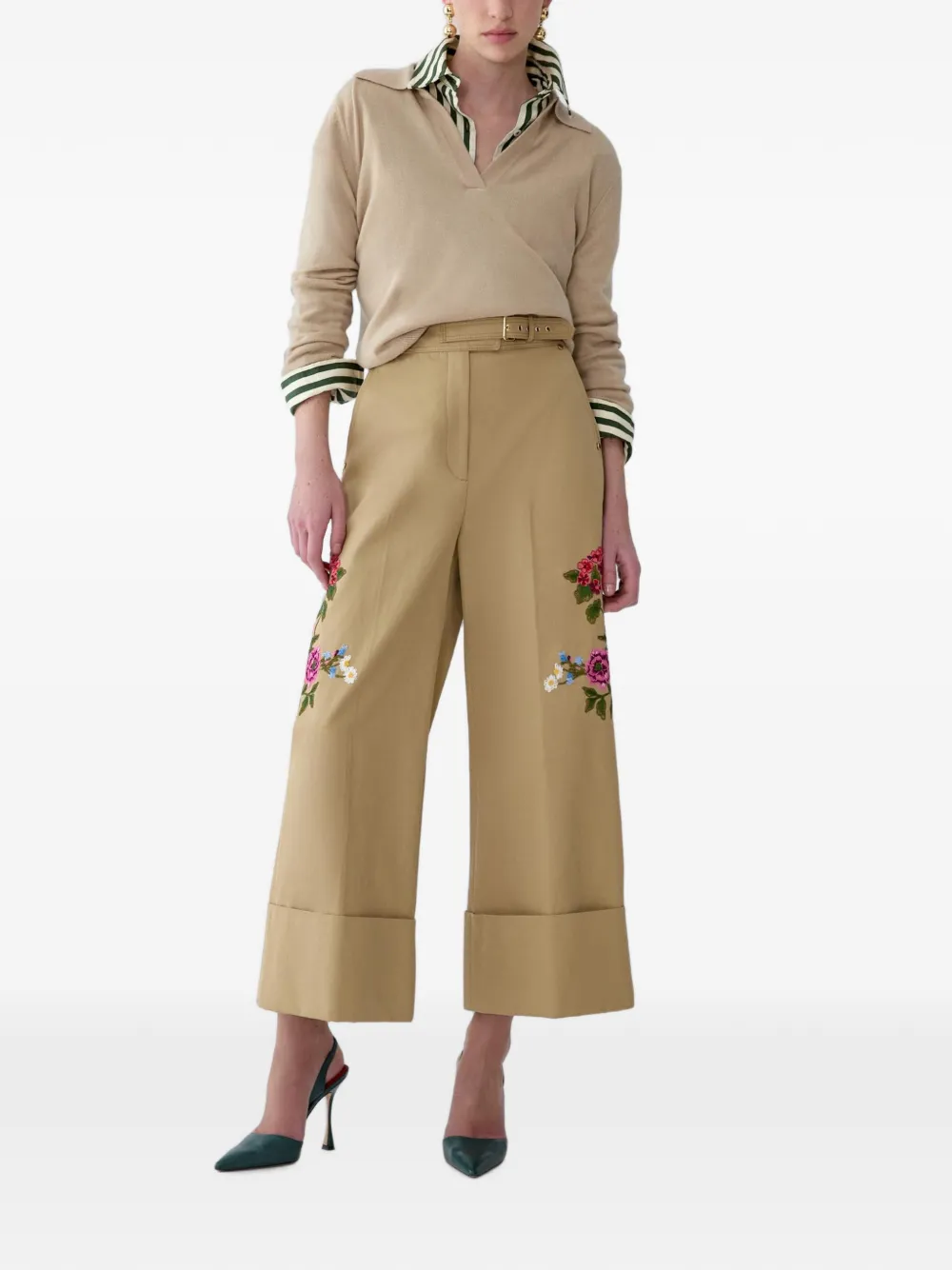 Carolina Herrera Trui met polokraag Beige
