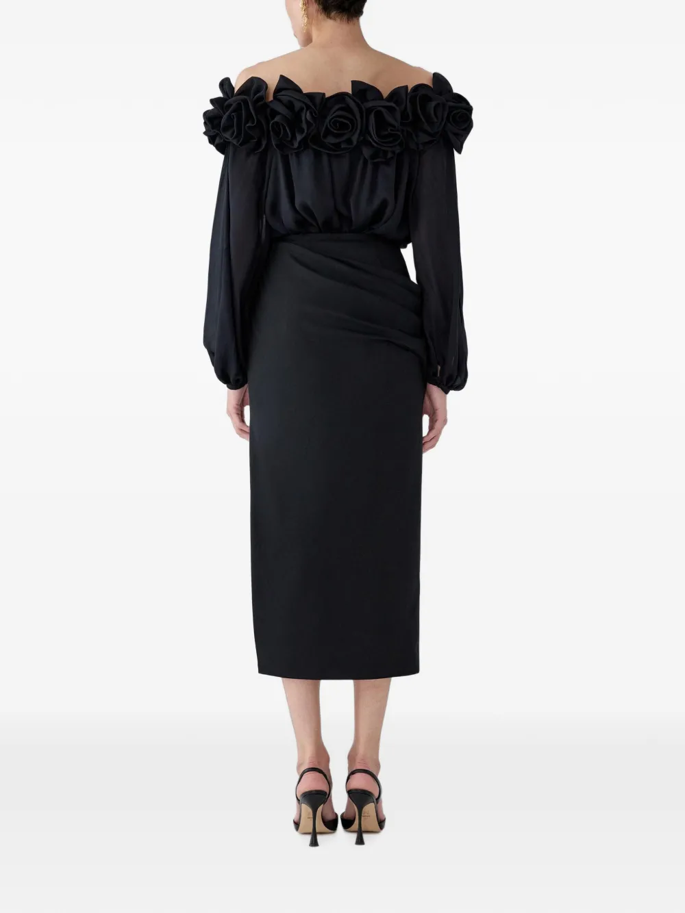 Carolina Herrera Off-shoulder top met rozet-detail Zwart