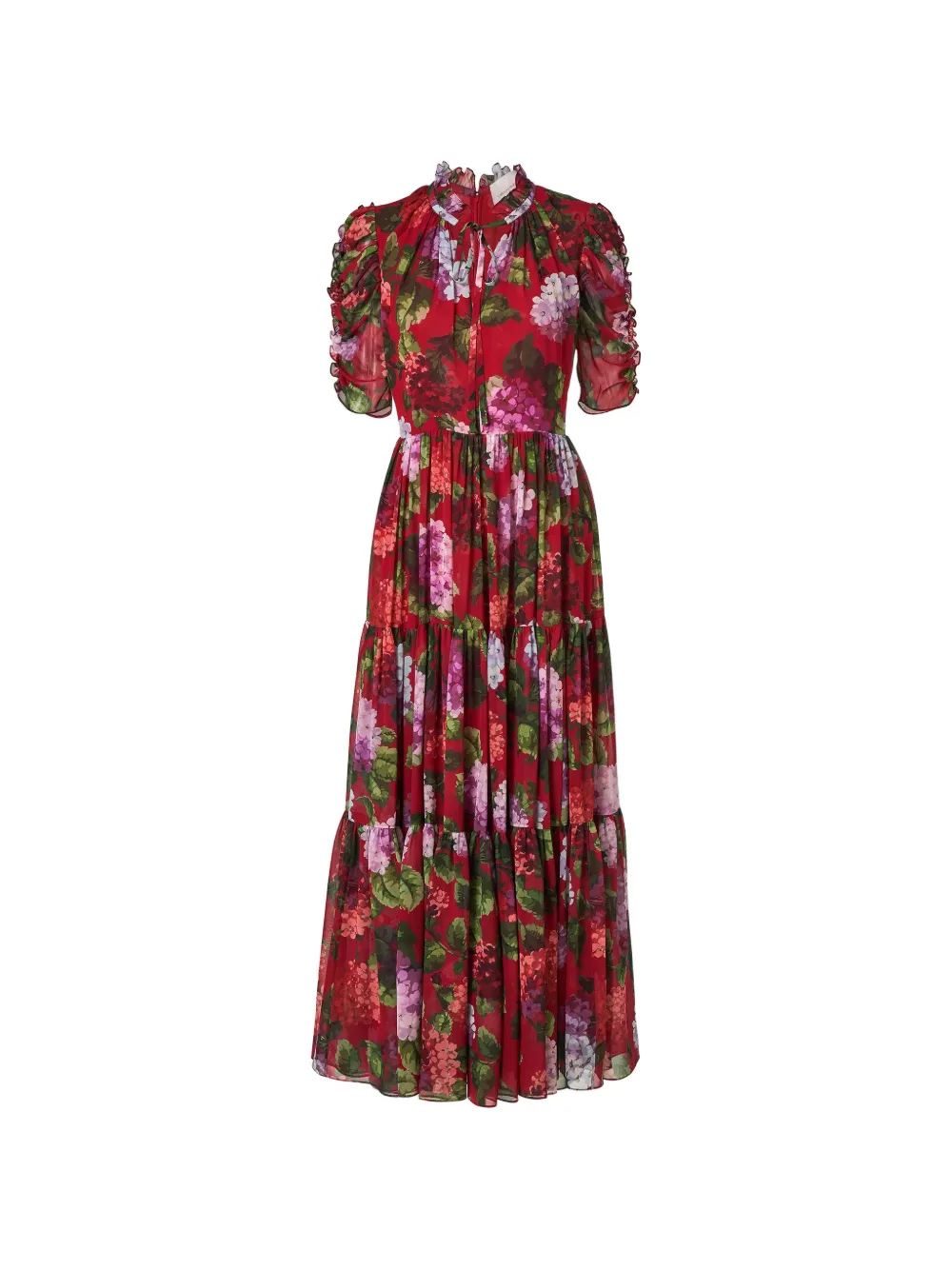 Carolina Herrera hydrangea-print tiered dress - Rosso