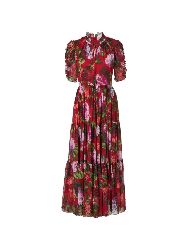 Carolina Herrera Hydrangea-print Tiered Dress