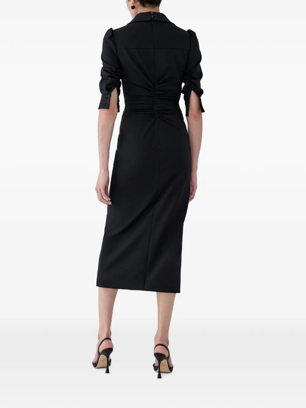 Carolina Herrera Midi-jurk met ruches Zwart