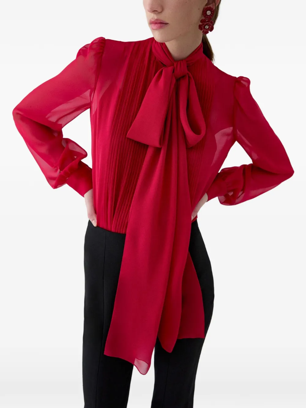 Carolina Herrera Blouse met geplooid detail Rood