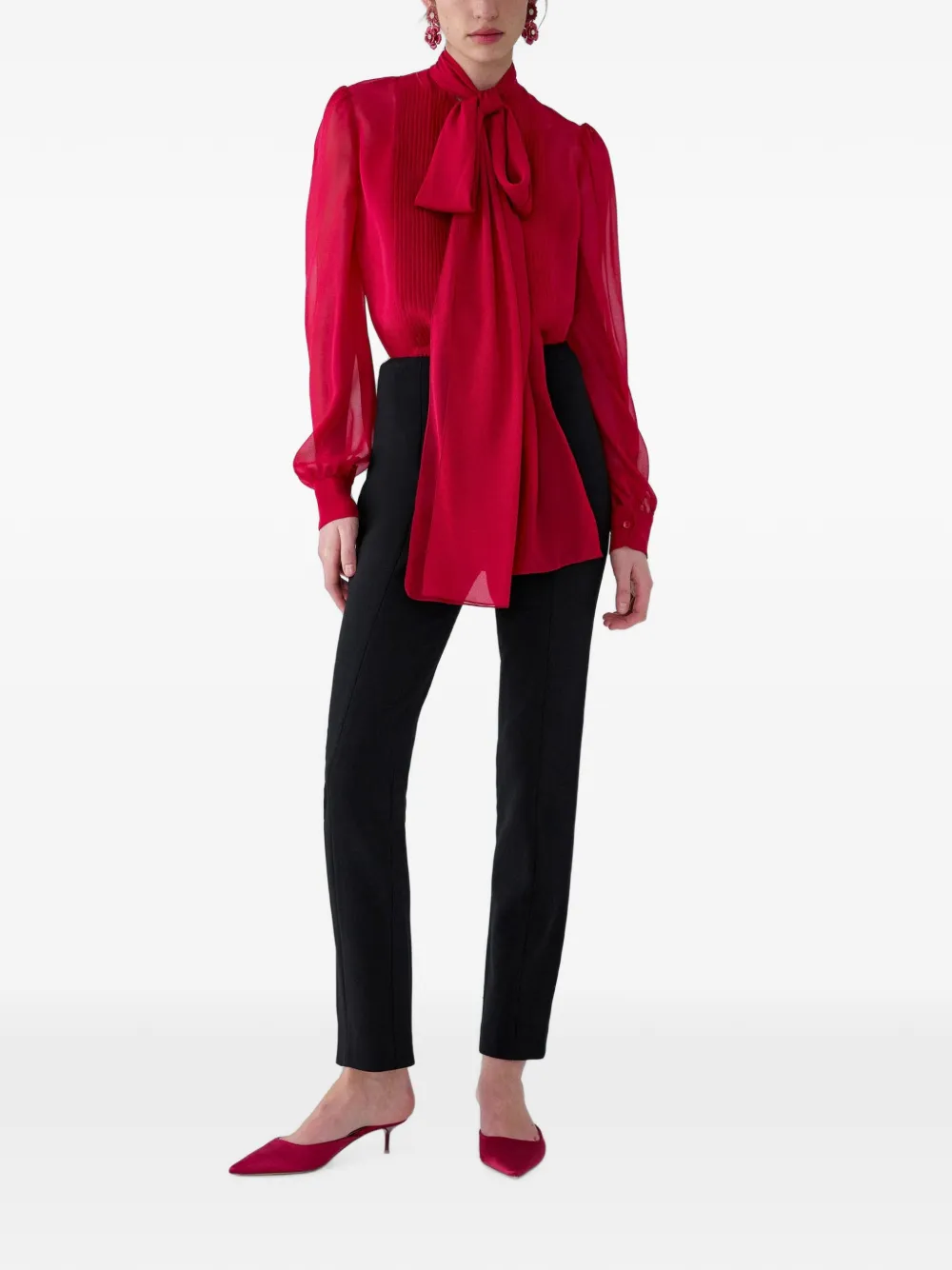 Carolina Herrera Blouse met geplooid detail Rood
