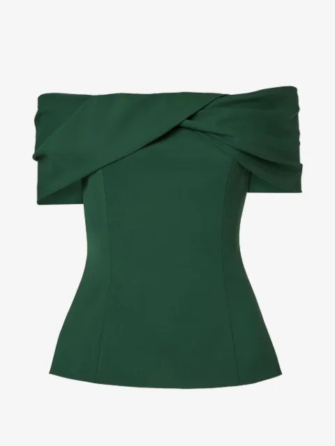 Carolina Herrera blusa drapeada con hombros descubiertos