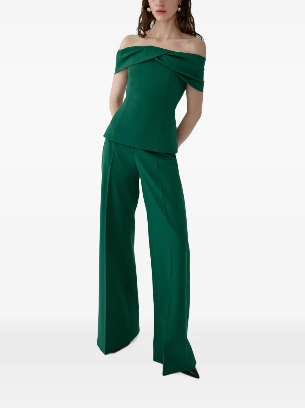 Carolina Herrera Broek met wijde pijpen Groen