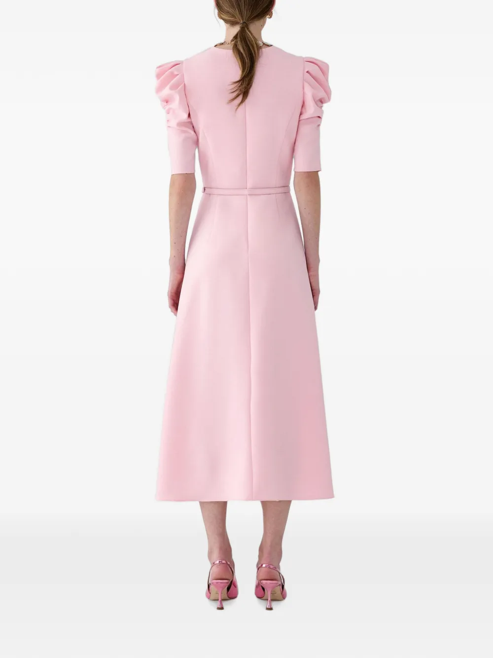 Carolina Herrera Midi-jurk met pofmouwen Roze