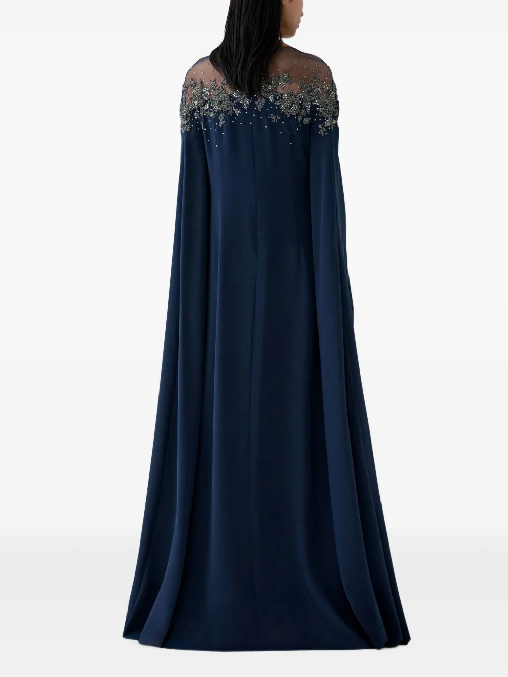 Carolina Herrera Maxi-jurk met geborduurde bloemen Blauw