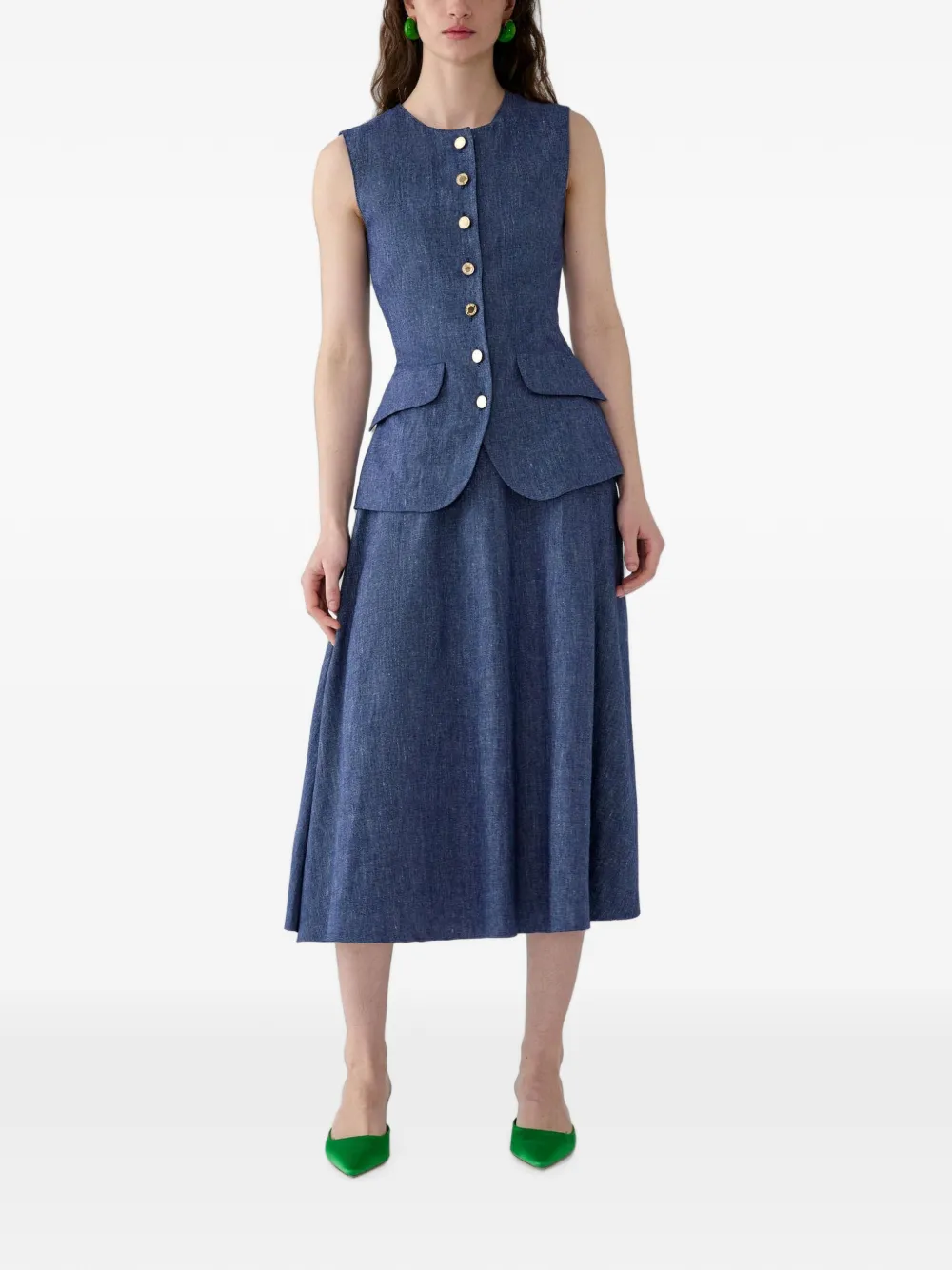 Carolina Herrera Midi-rok met halve cirkel Blauw