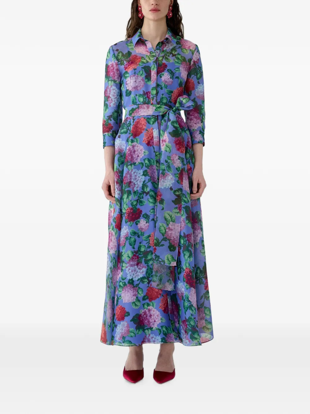 Carolina Herrera Jurk met hortensia-print Blauw
