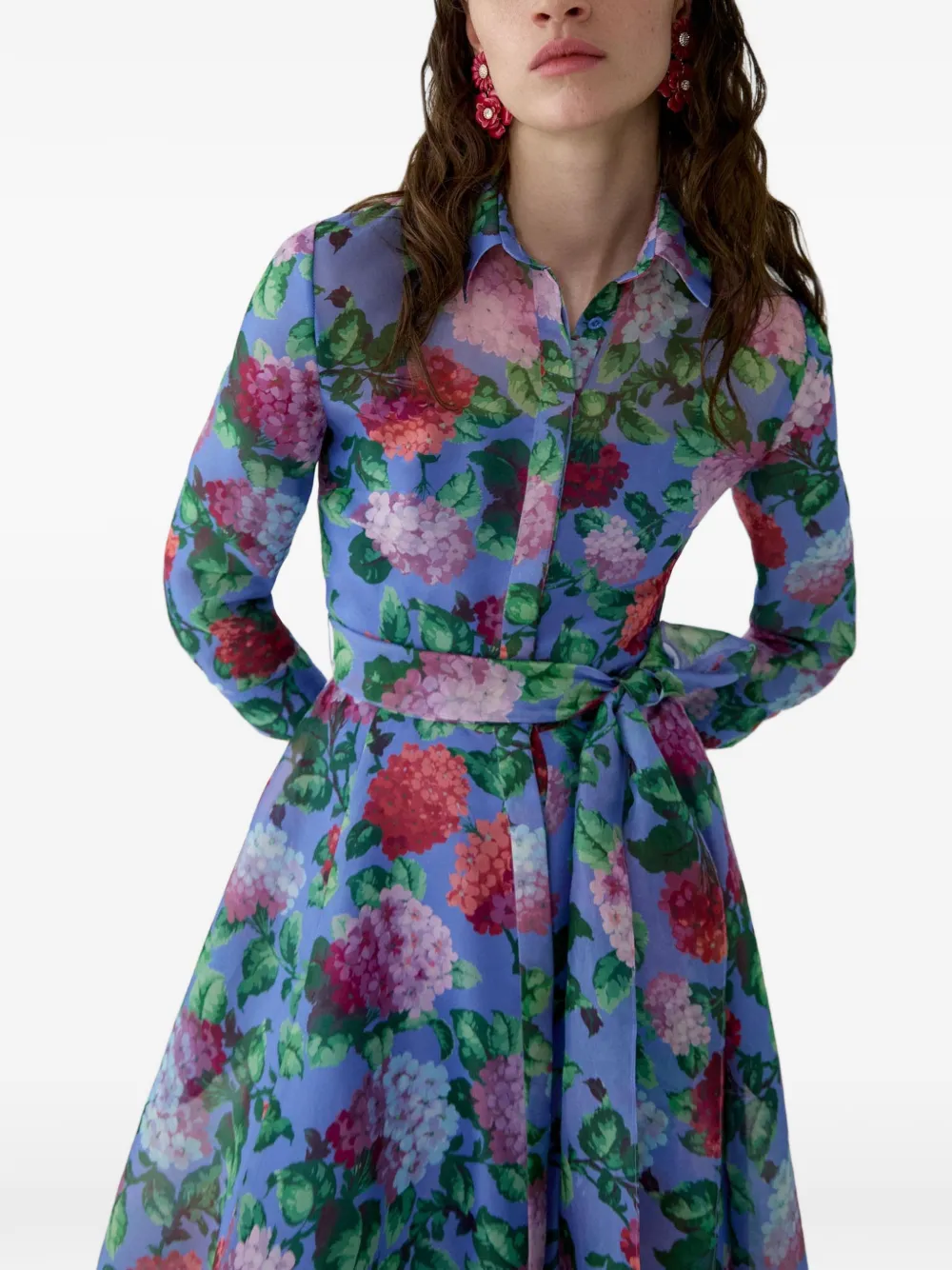 Carolina Herrera Jurk met hortensia-print Blauw