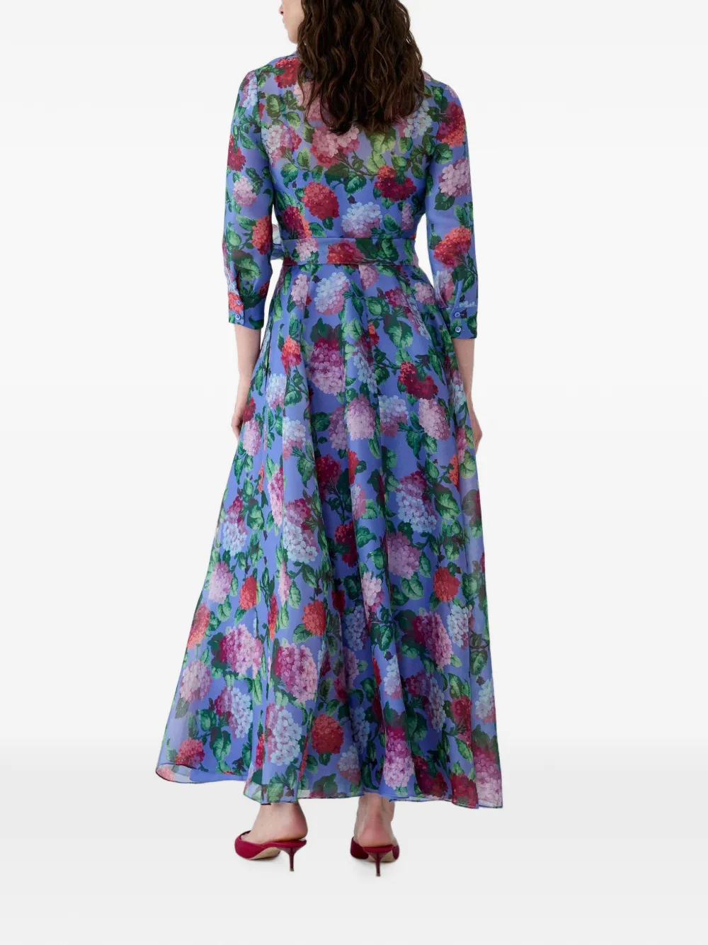 Carolina Herrera Jurk met hortensia-print Blauw