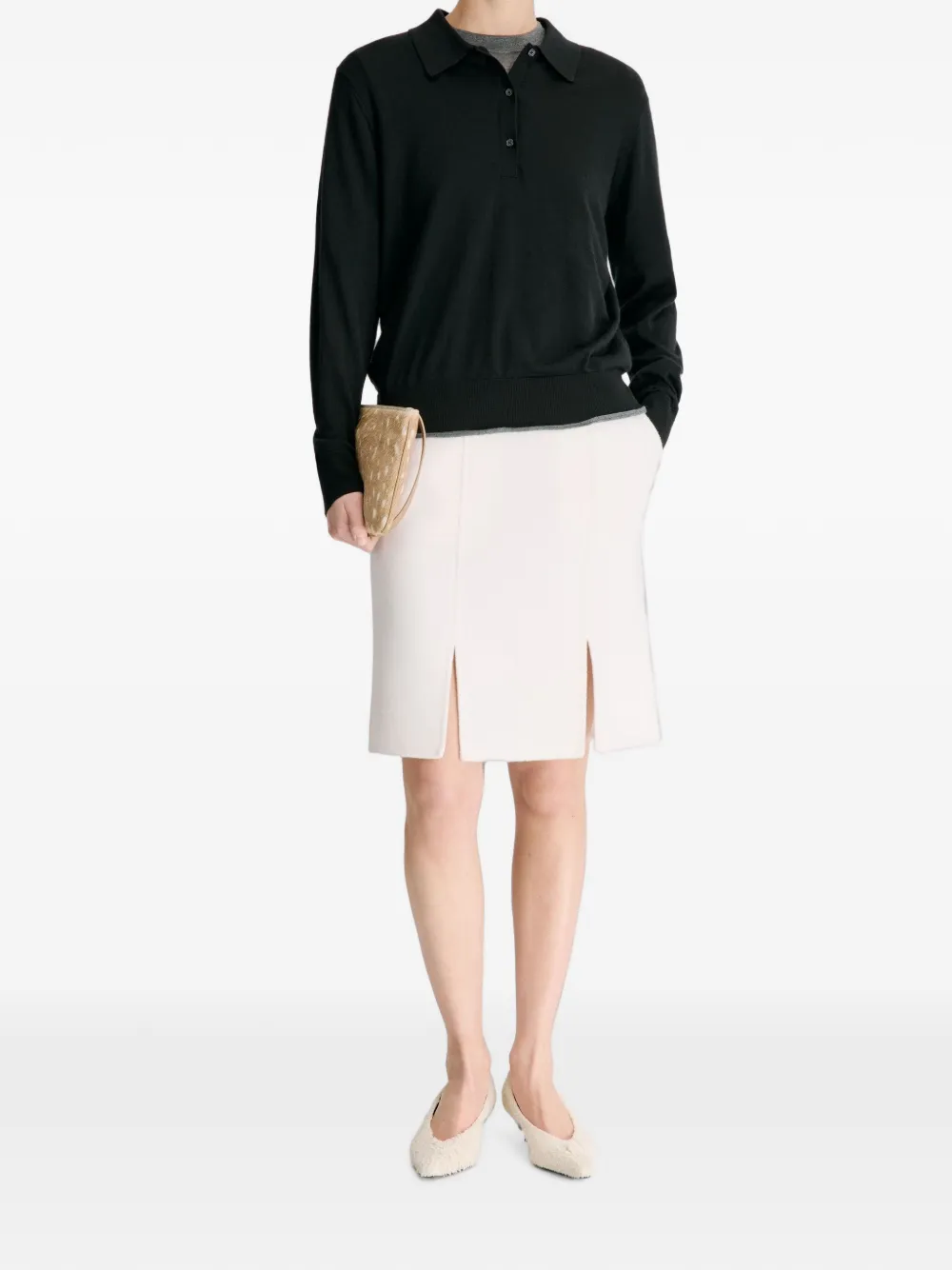 LouLou de Saison Fijngebreid poloshirt Zwart