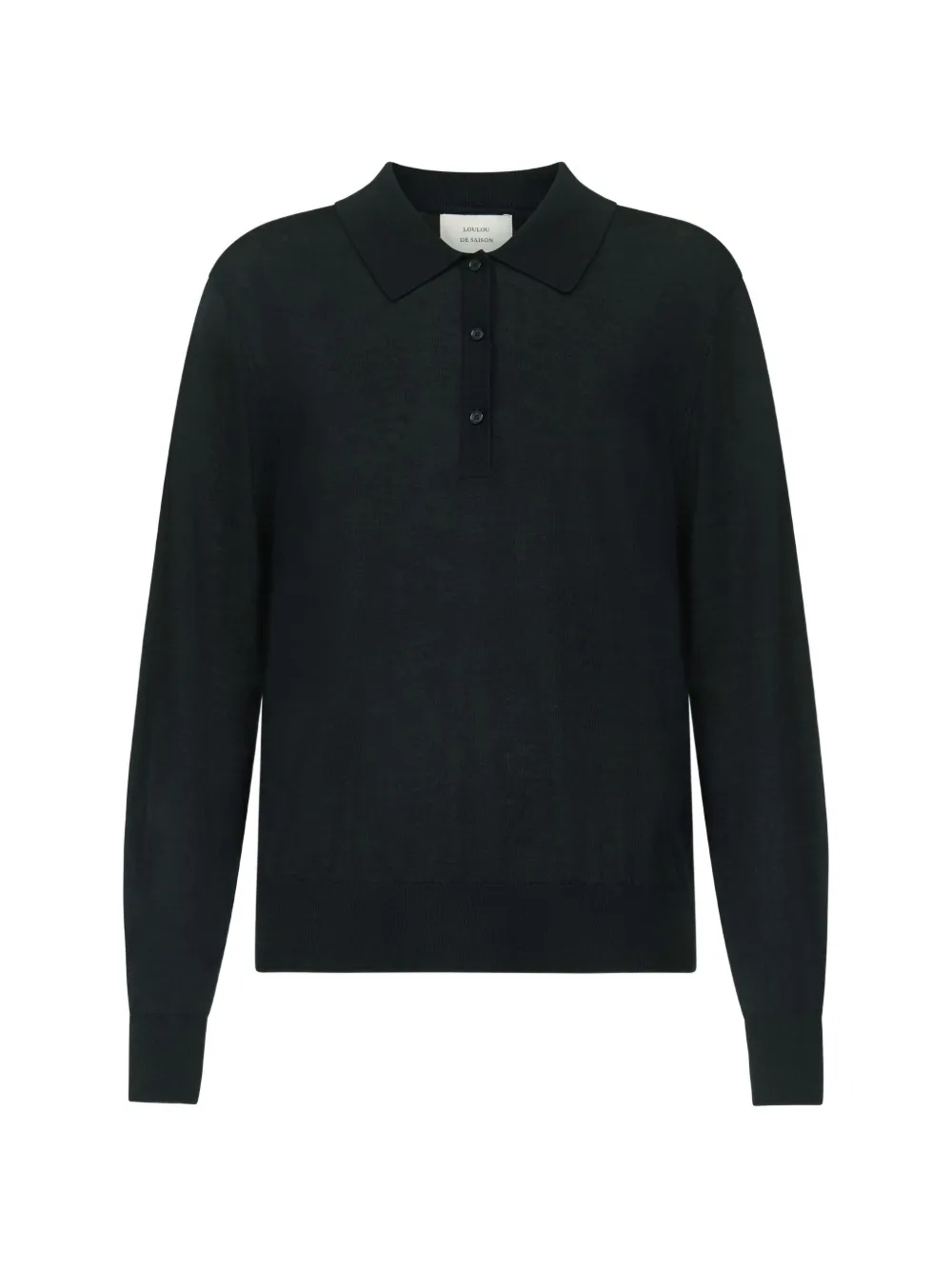 LouLou de Saison fine-knit long-sleeve polo shirt - Nero