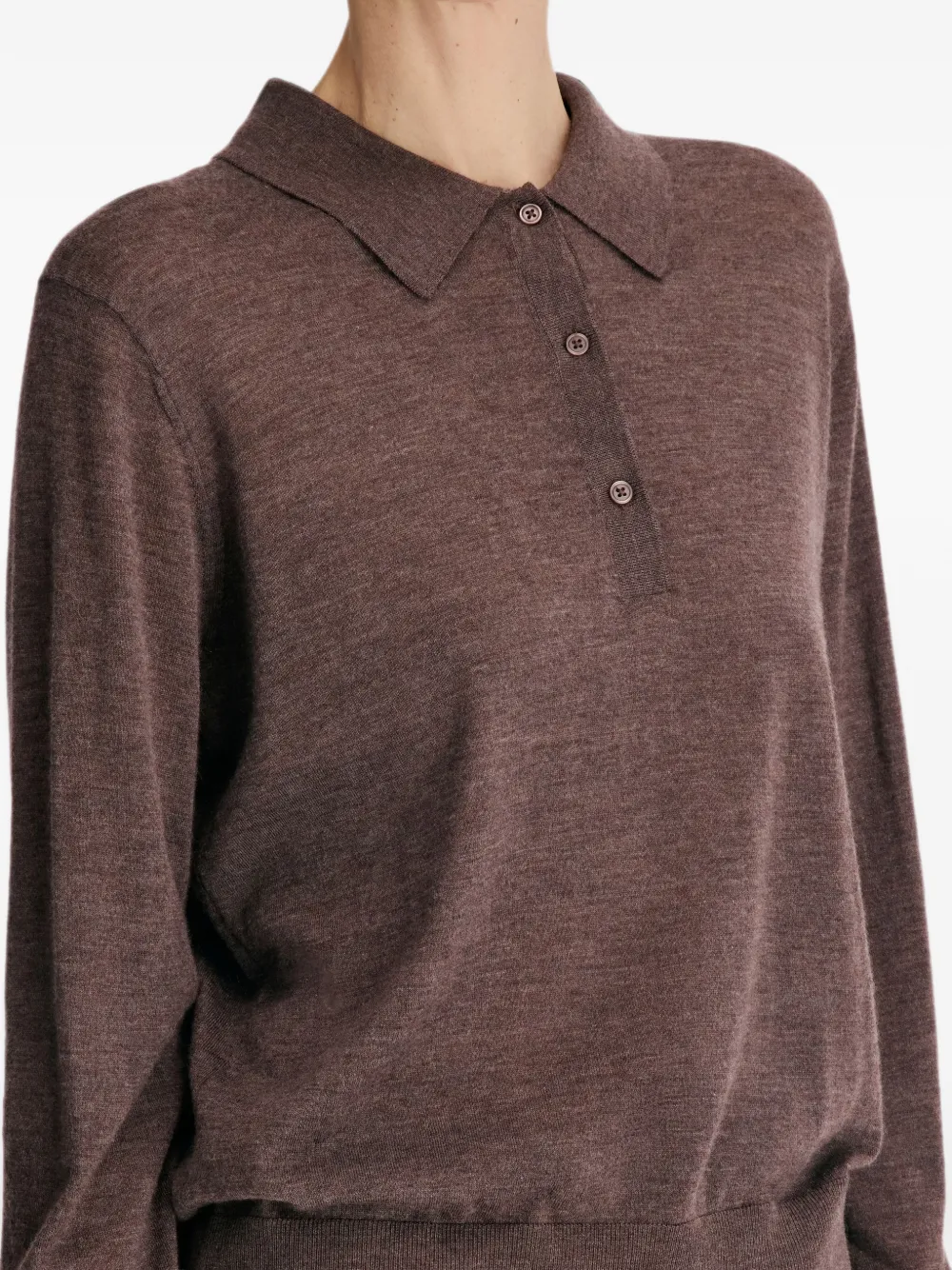 LouLou de Saison Fijngebreid poloshirt Bruin